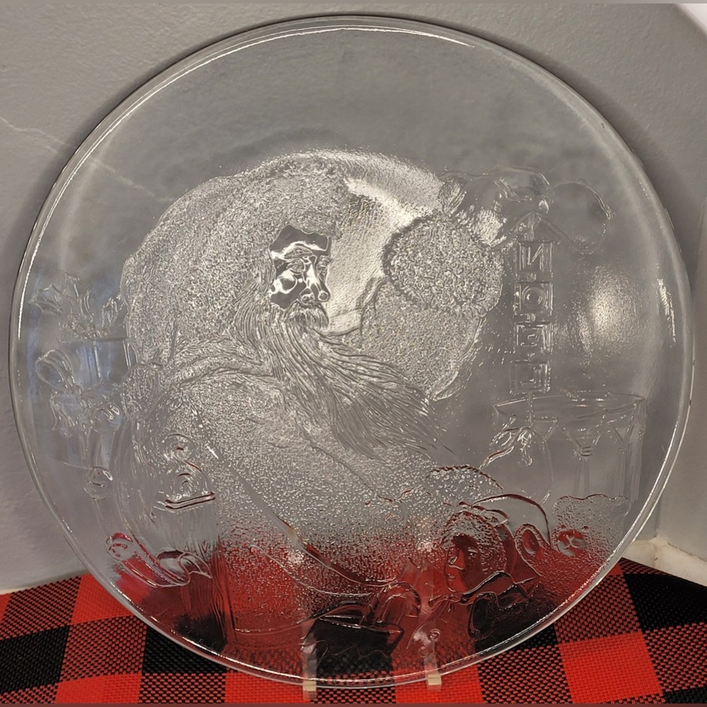 Santa Claus Noel 12.25 Inch Serving Platter by Libbey - Vintage